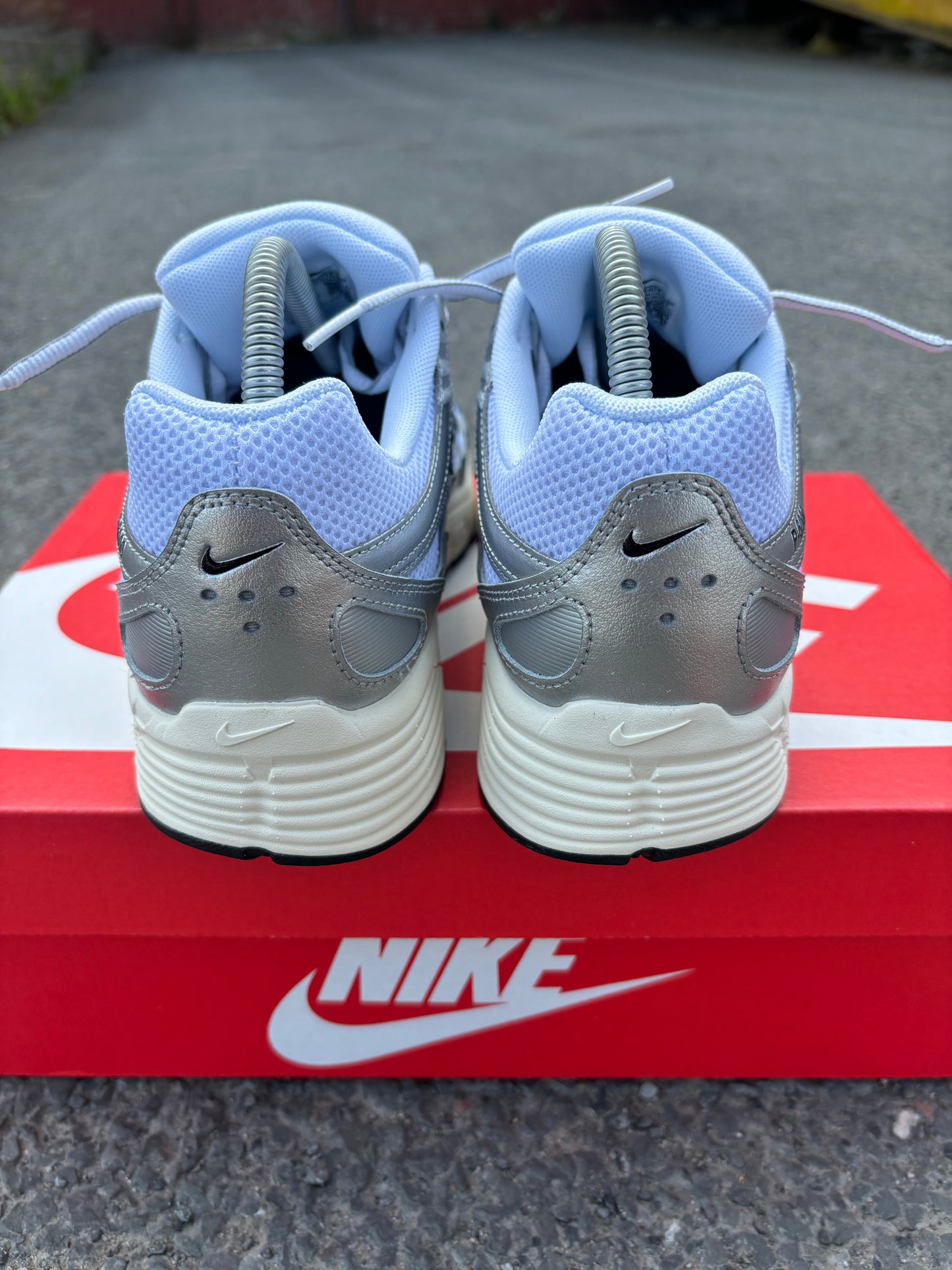 Nike P-6000 White Metallic Silver Flat Silver Black